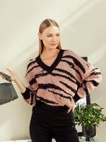 Пуловер женский ZZ-01002 pink/black #Розовый/Черный