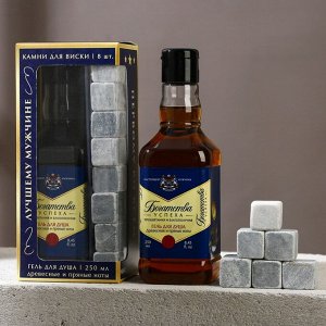 Подарочный набор мужской «Лучшему из лучших», гель для душа, 250 мл и камни для виски, 8 шт