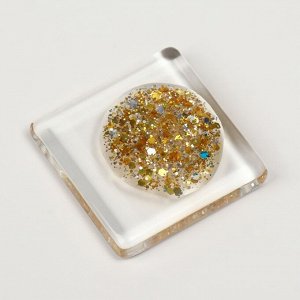 Гель лак для ногтей, с блёстками, 3-х фазный, 8мл, LED/UV, цвет прозрачный/золотистый (02)