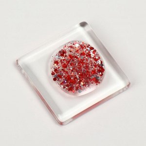 Гель лак для ногтей, с блёстками, трехфазный, 8 мл, LED/UV, прозрачный, красный (10)