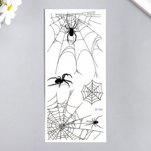 Татуировка на тело чёрная "Пауки и паутины" МИКС 10х21 см