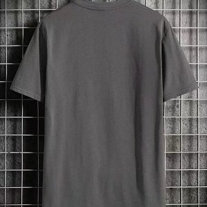Мужская футболка с принтом, с короткими рукавами, темно-серый