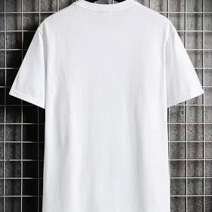 Мужская футболка с принтом, с короткими рукавами, белый