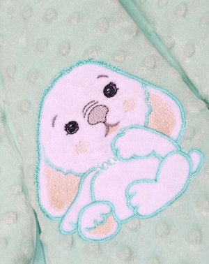 Конверт детский прогулочный Зайка (вельбоа, утепленный) цвет Ментол