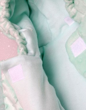 Конверт детский прогулочный Зайка (вельбоа, утепленный) цвет Ментол