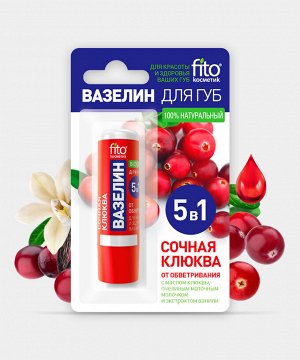 Вазелин для губ СОЧНАЯ КЛЮКВА 4,5 г От обветривания