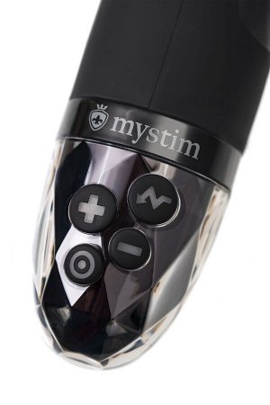 Вибратор Mystim Right on Ron с электростимуляцией, силикон, черный, 16,5 см