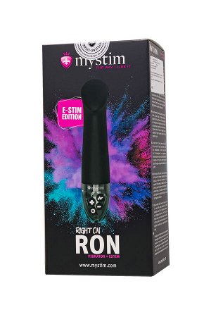 Вибратор Mystim Right on Ron с электростимуляцией, силикон, черный, 16,5 см