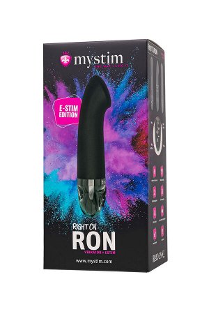 Вибратор Mystim Right on Ron с электростимуляцией, силикон, черный, 16,5 см