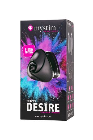 Вибратор Mystim Heart ?s Desire с электростимуляцией, силикон, черный, 6,7 см