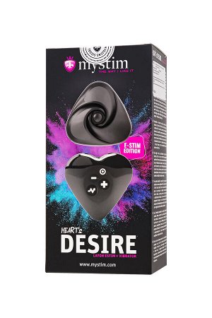 Вибратор Mystim Heart ?s Desire с электростимуляцией, силикон, черный, 6,7 см