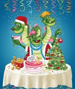 Полотенце кухонное вафельное &quot;Год дракона&quot; 4 50*63