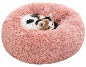 Лежанка "Бублик" для кошек, собак мелких пород. 50 см. Пудра