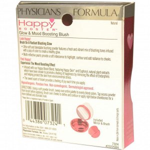 Physicians Formula, Inc., Happy Booster, сияющие и повышающие настроение румяна, 7324 натуральный тон, 0.24 унций (7 г)