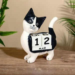 Вечный календарь «Котик», 15x22x6 см, дерево
