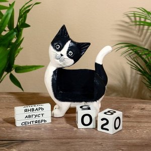 Вечный календарь «Котик», 15x22x6 см, дерево