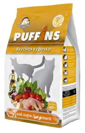 Puffins сухой корм для кошек Вкусная курочка 400гр