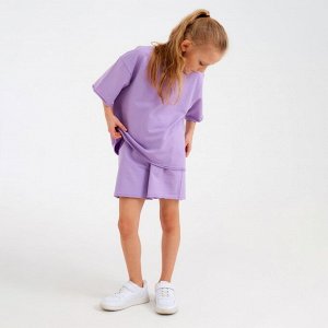 Костюм детский (футболка, шорты) MINAKU: Casual Collection, лиловый, рост, см
