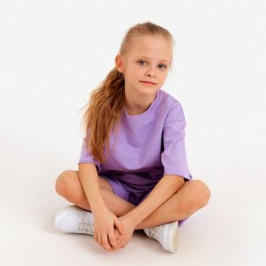 Костюм детский (футболка, шорты) MINAKU: Casual Collection, лиловый, рост, см