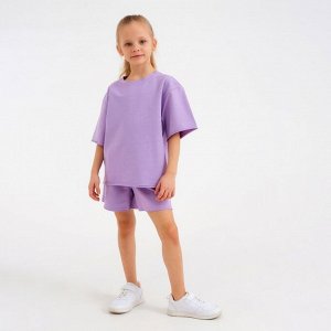 Костюм детский (футболка, шорты) MINAKU: Casual Collection, лиловый, рост, см