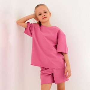 Костюм детский (футболка, шорты) MINAKU: Casual Collection, пудровый, рост, см