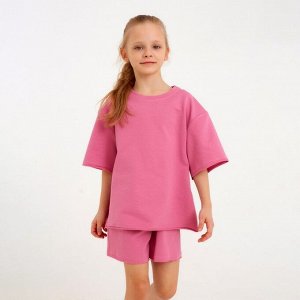 Костюм детский (футболка, шорты) MINAKU: Casual Collection, пудровый, рост, см