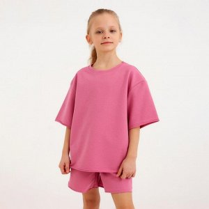 Костюм детский (футболка, шорты) MINAKU: Casual Collection, пудровый, рост, см