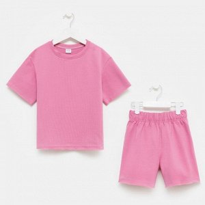 Костюм детский (футболка, шорты) MINAKU: Casual Collection, пудровый, рост, см
