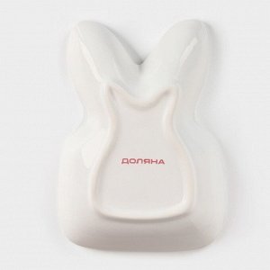 Блюдо Доляна «Зайка в золотом», 6,5?12?3,5 см, цвет белый