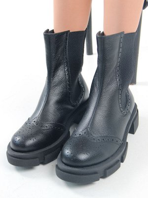 Ботинки Челси женские зимние натуральная кожа черный (зима-мех)