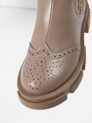 Ботинки Челси женские зимние натуральная кожакакао флот (зима-мех)