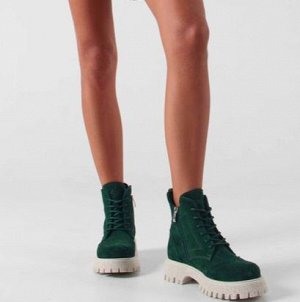 Ботинки Зеленый замша (зима-шерсть)