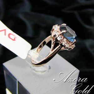 Кольцо Позолоченное розовым золотом 750 пробы (18K Gold Plated) кольцо с супер блестящими разноцветными австрийскими кристаллами Swarovski Stellux, глянец неба! Размер камня 10*8 мм, а габариты кольца
