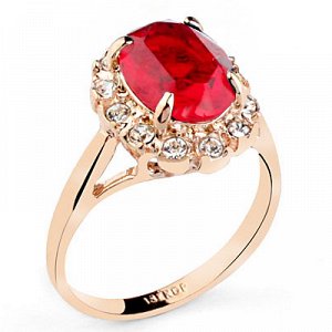 Кольцо Позолоченное розовым золотом 750 пробы (18K Gold Plated) кольцо с большим красным австрийским кристаллом Swarovski Stellux! Безумно красивое колечко, просто идеально для любого случая. Размер к