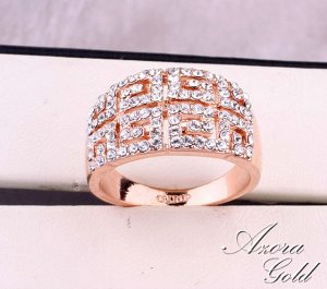 Кольцо Позолоченное розовым золотом 750 пробы (18K Gold Plated) кольцо c супер блестящими прозрачными австрийскими кристаллами Swarovski Stellux! Цвет золота как в России!