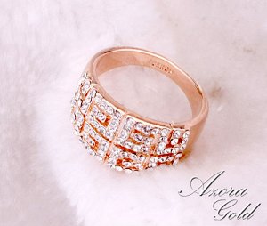 Кольцо Позолоченное розовым золотом 750 пробы (18K Gold Plated) кольцо c супер блестящими прозрачными австрийскими кристаллами Swarovski Stellux! Цвет золота как в России!