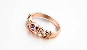 Кольцо Позолоченное розовым золотом 750 пробы (18K Gold Plated) кольцо c супер блестящим розовым австрийским кристаллом Swarovski Stellux! Цвет Российского золота, один в один, не отличить!