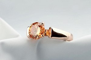 Кольцо Позолоченное розовым золотом 750 пробы (18K Gold Plated) кольцо c супер блестящим фианитом Swarovski Stellux! Цвет Российского золота!