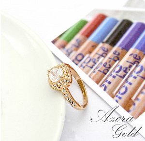 Кольцо Позолоченное розовым золотом 750 пробы (18K Gold Plated) кольцо c супер блестящими кристаллами Swarovski Stellux и многогранным прозрачным фианитом! Цвет золота, как в России!