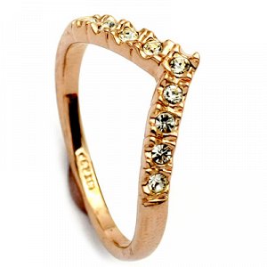 Кольцо Позолоченное розовым золотом 750 пробы (18K Gold Plated) кольцо в виде золотого уголка с австрийскими кристаллами Swarovski Stellux, золотой минимализм!