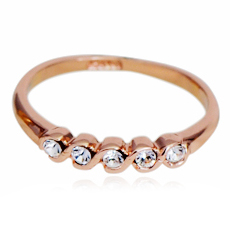 Кольцо Позолоченное розовым золотом 750 пробы (18K Gold Plated) кольцо с пятью выделенными кристаллами Swarovski Stellux, утонченная роскошь, не отличить от кольца с бриллиантами за несколько тысяч!!!