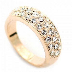 Кольцо Позолоченное розовым золотом 750 пробы (18K Gold Plated) кольцо с бесчисленным множеством Маленьких Кристалликов Swarovski Stellux, потрясающий блеск от кольца! Ширина 6 мм.