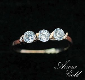 Кольцо Позолоченное розовым золотом 750 пробы (18K Gold Plated) кольцо c супер блестящими прозрачными многогранными фианитиками!