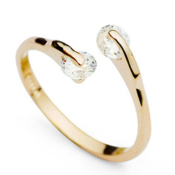 Кольцо Позолоченное розовым золотом 750 пробы (18K Gold Plated) кольцо c супер блестящими многогранными фианитами! Цвет золота, как в России!