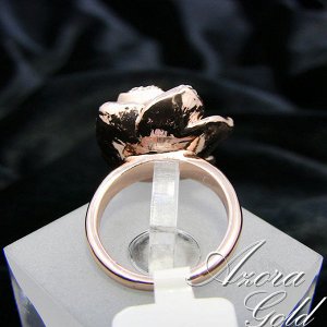 Кольцо Позолоченное розовым золотом 750 пробы (18K Gold Plated) кольцо в виде красивой черной розы красиво украшенной супер блестящими прозрачными австрийскими кристаллами Swarovski Stellux! Идеально 