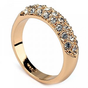 Кольцо Позолоченное розовым золотом 750 пробы (18K Gold Plated) кольцо c супер блестящими прозрачными австрийскими кристаллами Swarovski Stellux! Цвет Российского золота, один в один, не отличить!