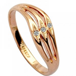 Кольцо Позолоченное розовым золотом 750 пробы (18K Gold Plated) кольцо ,Золотое Слияние, с супер блестящими австрийскими кристаллами Swarovski Stellux, золотой минимализм!