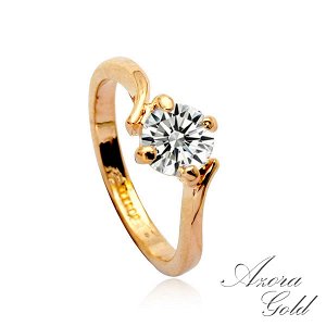 Кольцо Позолоченное розовым золотом 750 пробы (18K Gold Plated) кольцо c супер блестящим многогранным фианитом! Цвет золота, как в России!