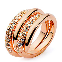 Кольцо Позолоченное розовым золотом 750 пробы (18K Gold Plated) кольцо c супер блестящими австрийскими кристаллами Swarovski Stellux! Цвет Российского золота, один в один, не отличить!