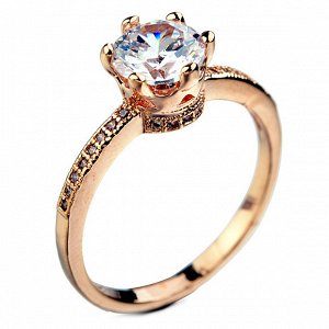 Кольцо Позолоченное розовым золотом 750 пробы (18K Gold Plated) кольцо c супер блестящими прозрачными многогранными фианитами! Цвет Российского золота, один в один, не отличить!